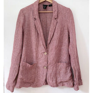 Jones New York L 100% Linen Blazer Lightweight Jersey Muted Pink Minimalist